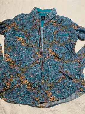 Louis Philippe Teal Paisley Shirt
